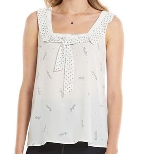 NWT Mickey and Minnie Mouse Script Tank Top Blouse Disney Lauren Conrad Small XS